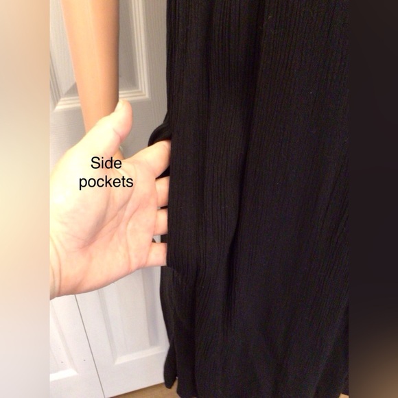 Fifth & Park Womens Black Sleeveless Lace Panel Crinkle Shift Dress Size 8 - Picture 3 of 5